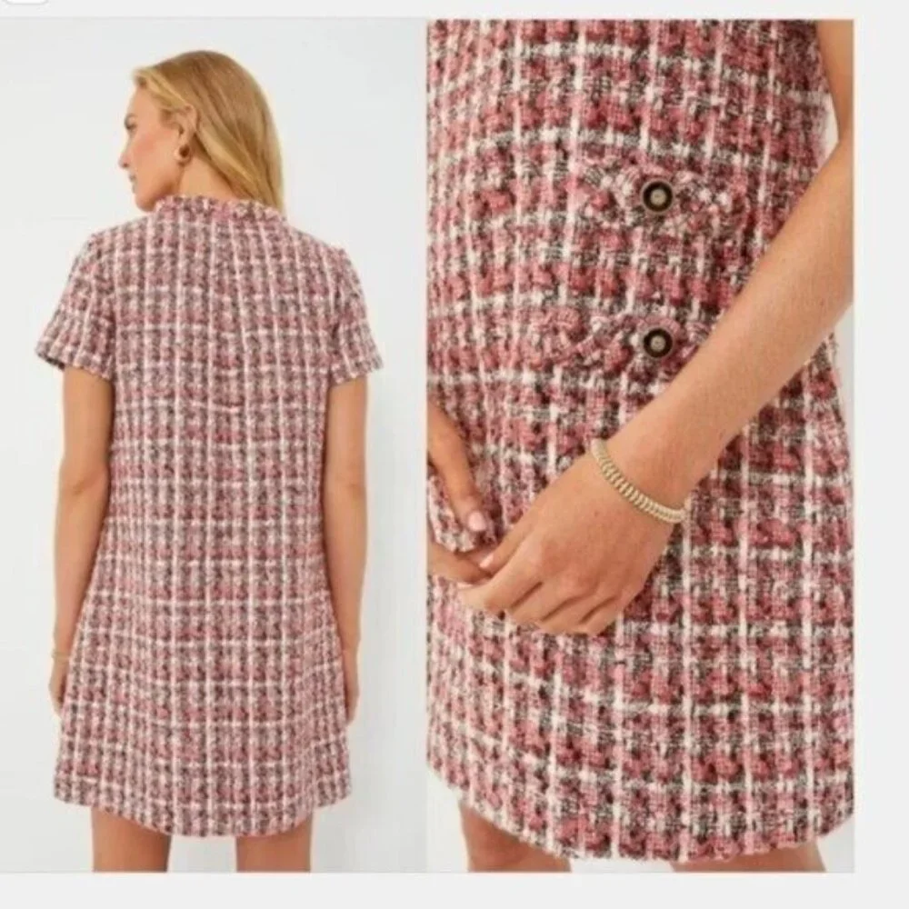 Tuckernuck NEW Magnolia Tweed Short Sleeve Crew Neck Jackie Mini Dress Size XXL - Picture 2 of 11